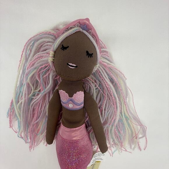 Cynthia Rowley Mermaid Doll Pink Glitter Tail Pastel Yarn Hair Plush Toy - Picture 3 of 8